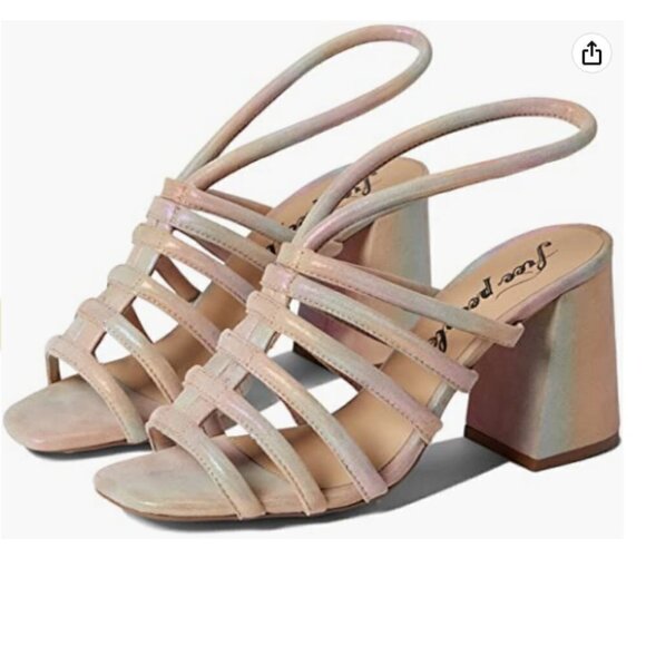 Free People Colette Block Heel Cage Slingback Sandals Size 36.5/6.5 - Picture 1 of 12